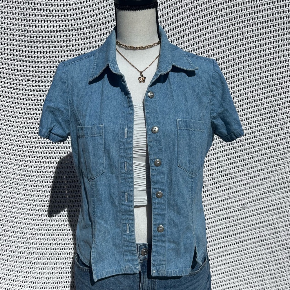 Casual Blue Denim Button-Down Shirt